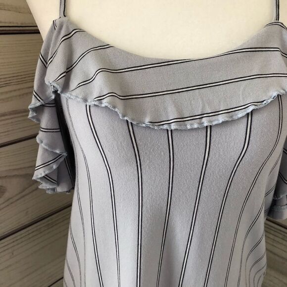 American Eagle Off Shoulder Soft Striped Tank Sm - Picture 2 of 7